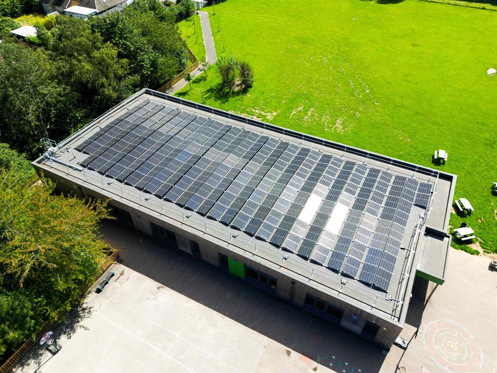 Solar panels on a commercial office building